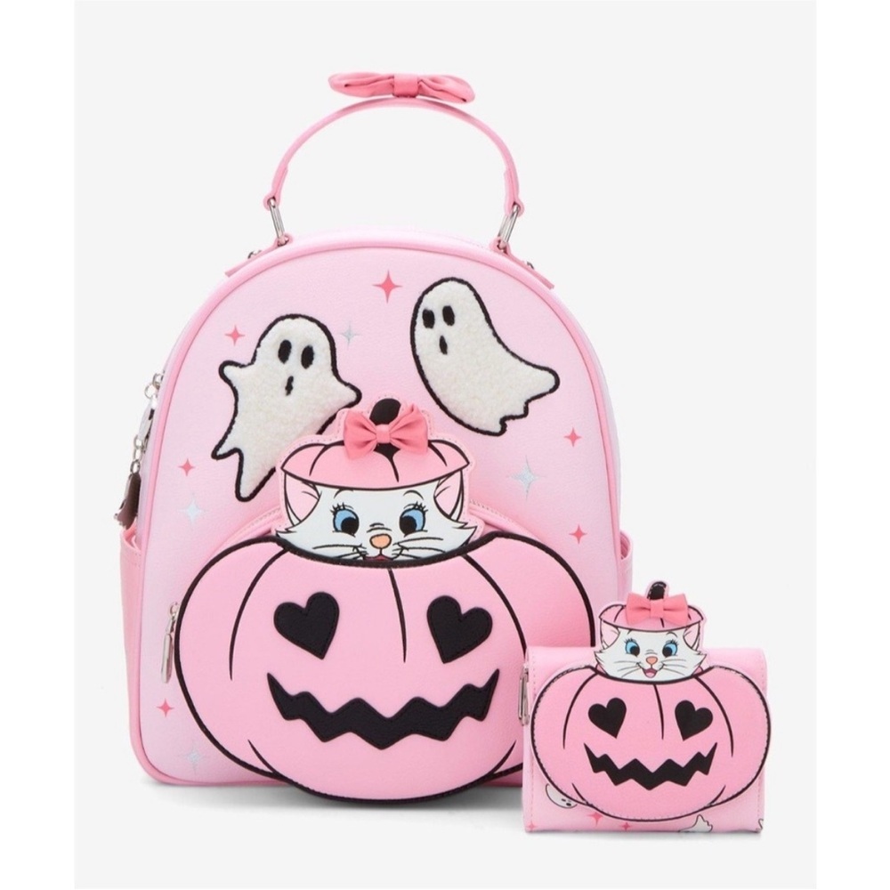 Disney NWT  The Aristocats Marie Halloween Pink Mini Backpack W/wallet